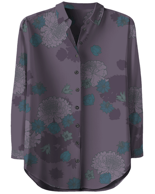 SOPHIE WINTER FLORAL GRAPE WOMEN'S LONG-SLEEVE SHIRT