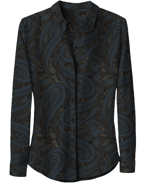 SUTTON PAISLEY BADALONA BROWNIE WOMEN'S STRETCH SILK LONG-SLEEVE SHIRT