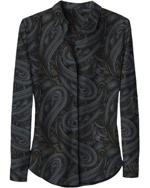SUTTON PAISLEY BADALONA SMOKE WOMEN'S STRETCH SILK LONG-SLEEVE SHIRT