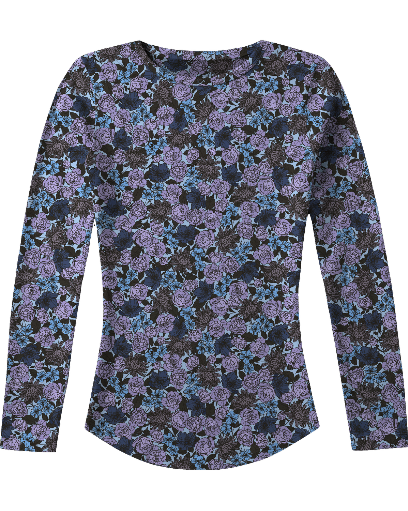 BEATRICE TERNBERG FLORAL BROWNIE WOMEN'S LYOCELL STRETCH CREW-NECK TOP