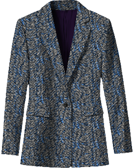 JANE MAURICE PAISLEY BLUE WOMEN'S STRETCH TENCEL TAILORED JACKET