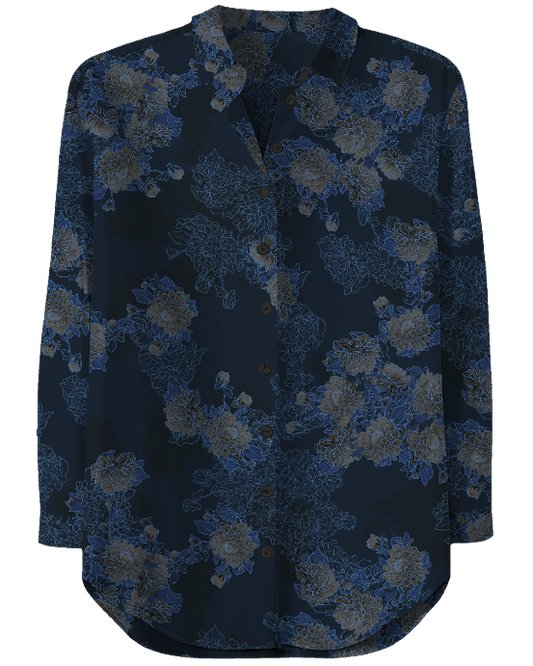 SERENITY LANS FLORAL NAVY WOMEN'S JERSEY TOP