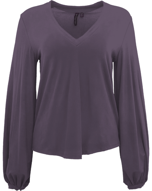 VAL GRAPE WOMEN'S LYOCELL STRETCH V-NECK TOP