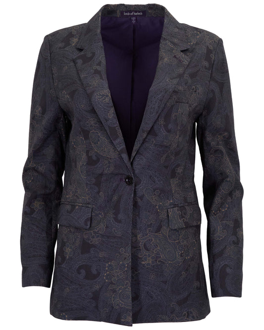 JANE PAISLEY EXPLOSION BLACK WOMENS TAILORED BLAZER