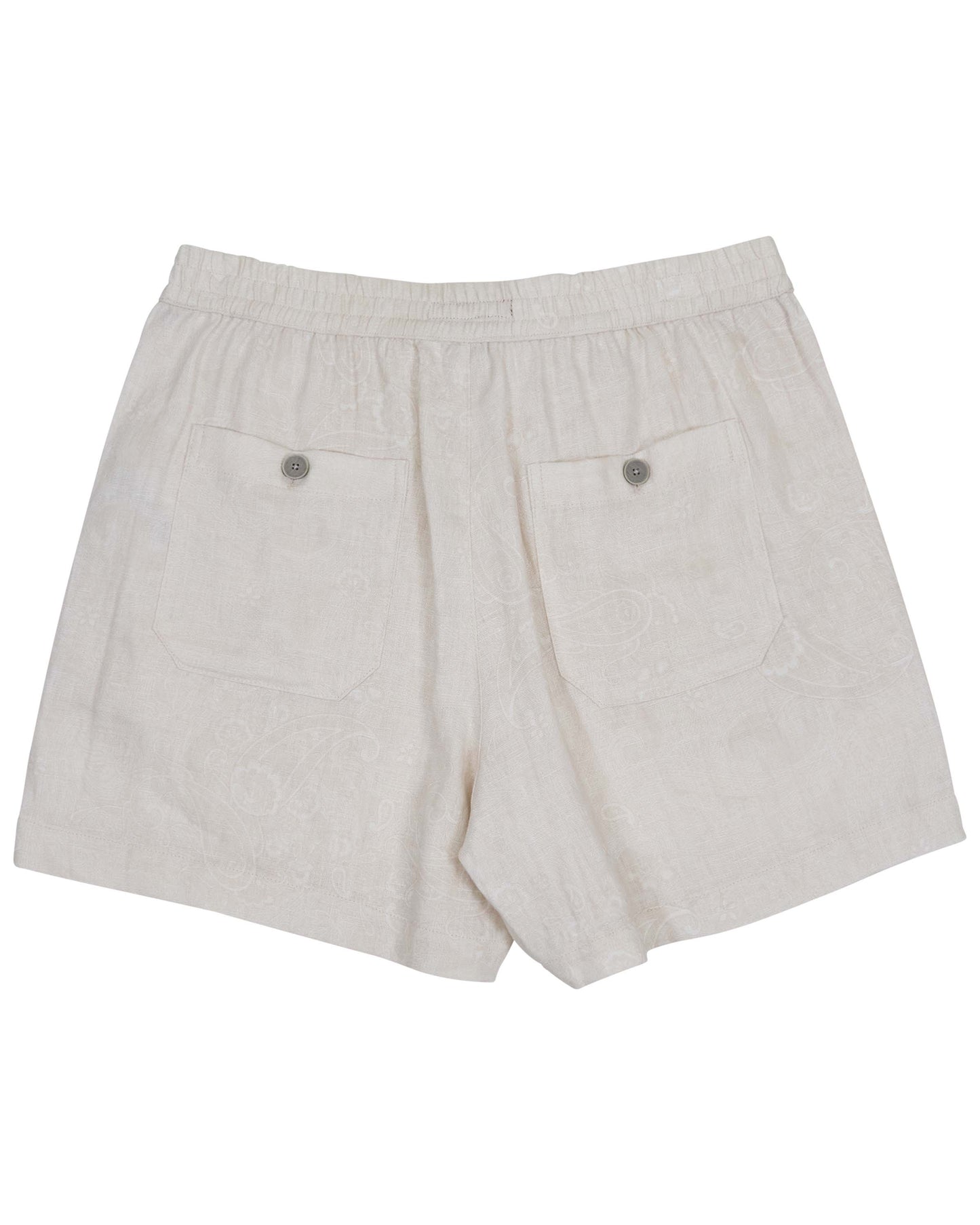 LEANNE PAISLEY EXPLOSION IVORY WOMENS DRAWSTRING LINEN SHORT