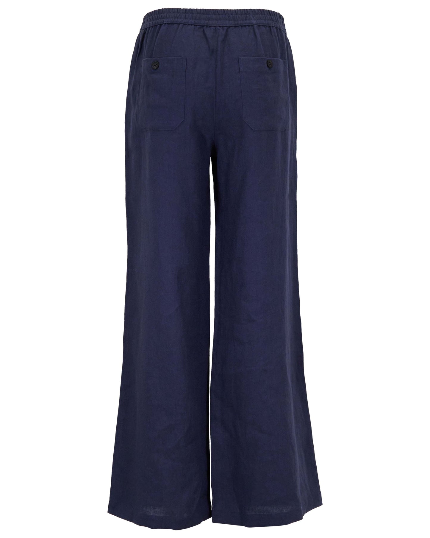 LILLIAN NAVY WOMENS WIDE-LEG LINEN PANT