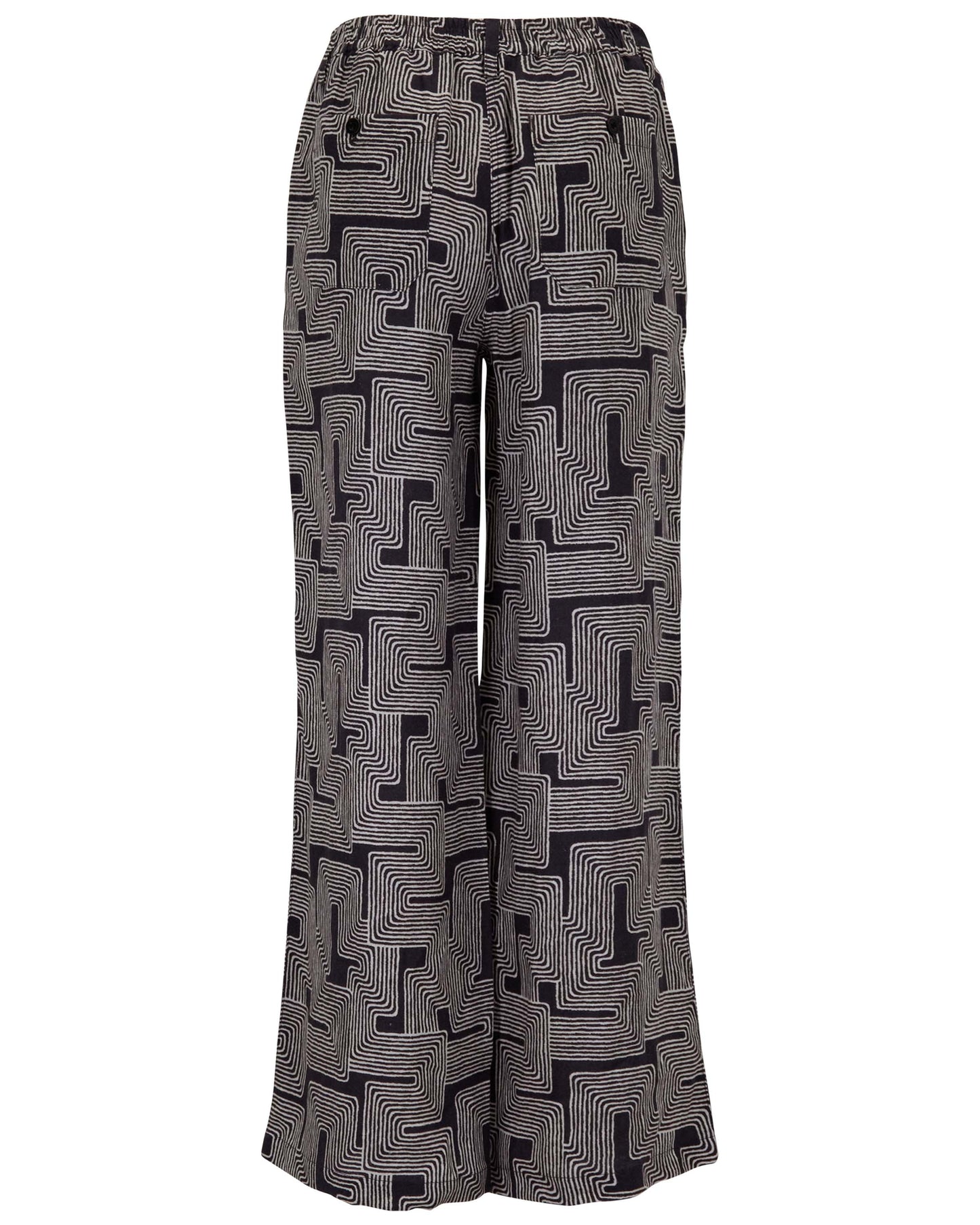 DEANNA INTER TWINE BLACK WOMENS WIDE-LEG LINEN PANT
