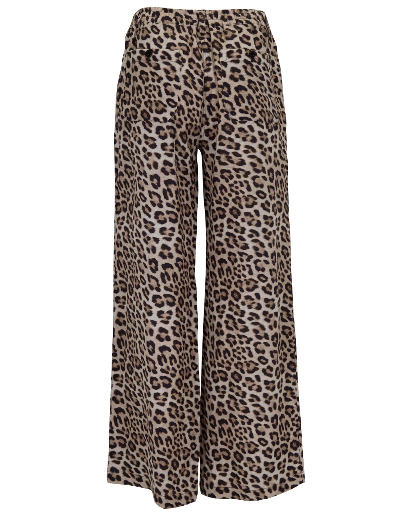 DEANNA LEOPARD BROWN WOMENS WIDE-LEG LINEN PANT