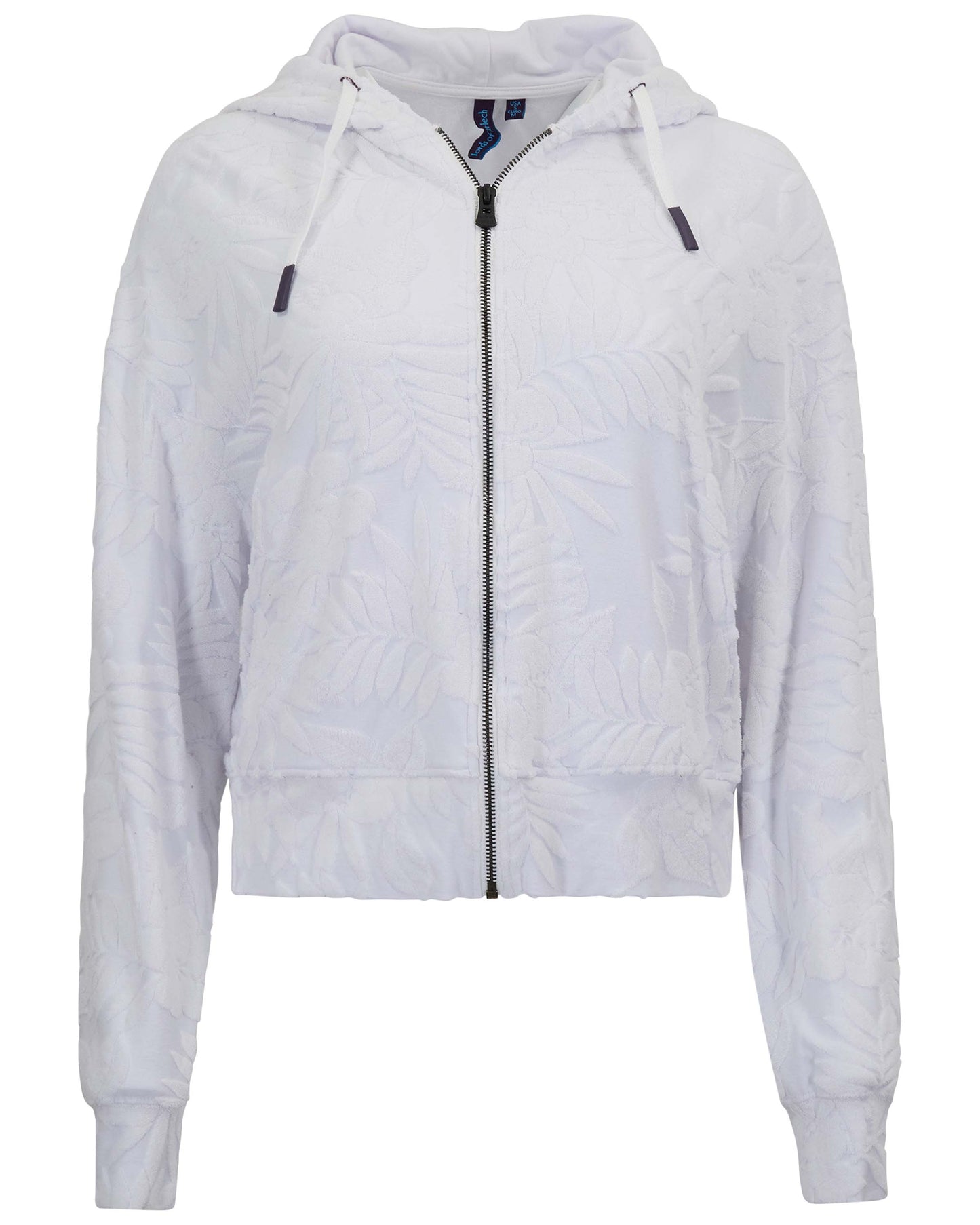 FIONA WHITE WOMENS CROPPED TERRY TOWELING ZIP HOODIE