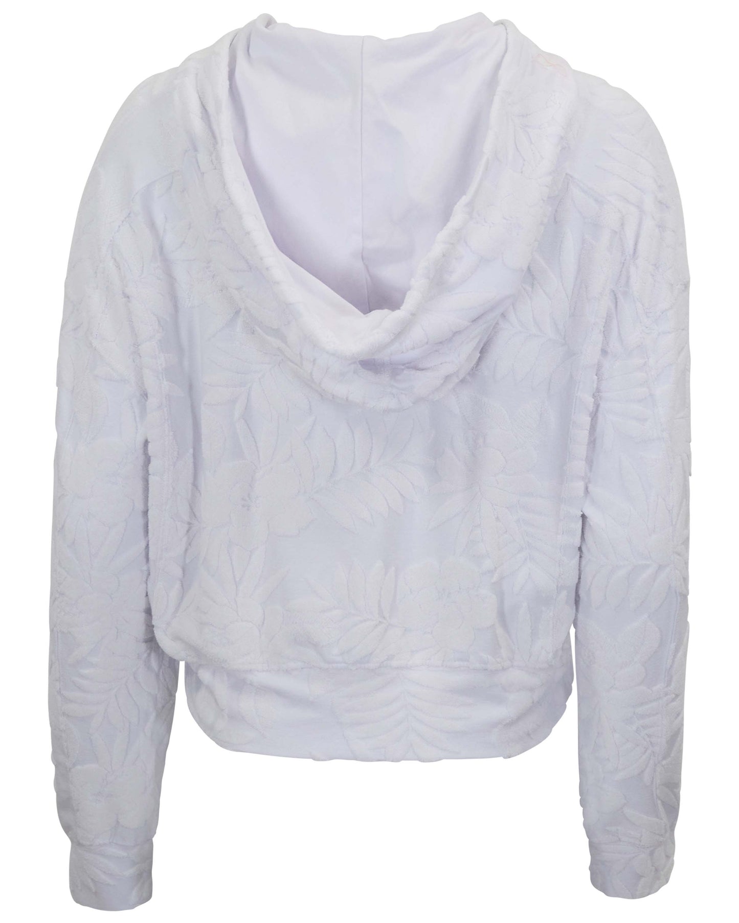 FIONA WHITE WOMENS CROPPED TERRY TOWELING ZIP HOODIE
