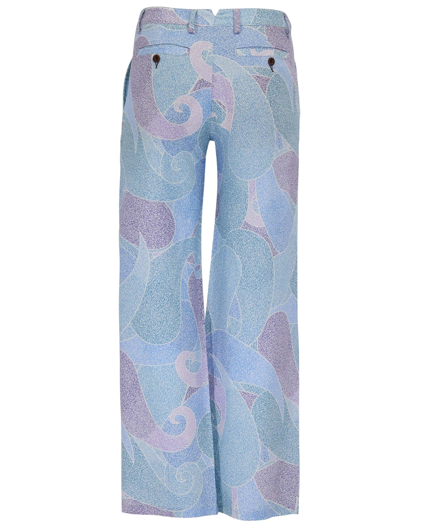 PHEOBE GRAIN PAISLEY TEAL WOMENS WOOL WIDE-LEG PANT