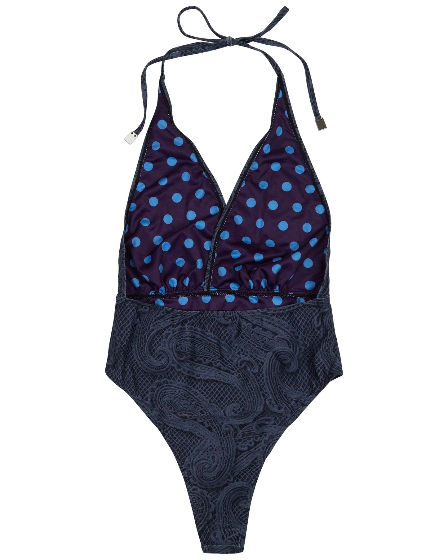 XENA CROCHET PAISLEY CAVIAR WOMENS HALTER ONE-PIECE SWIMSUIT