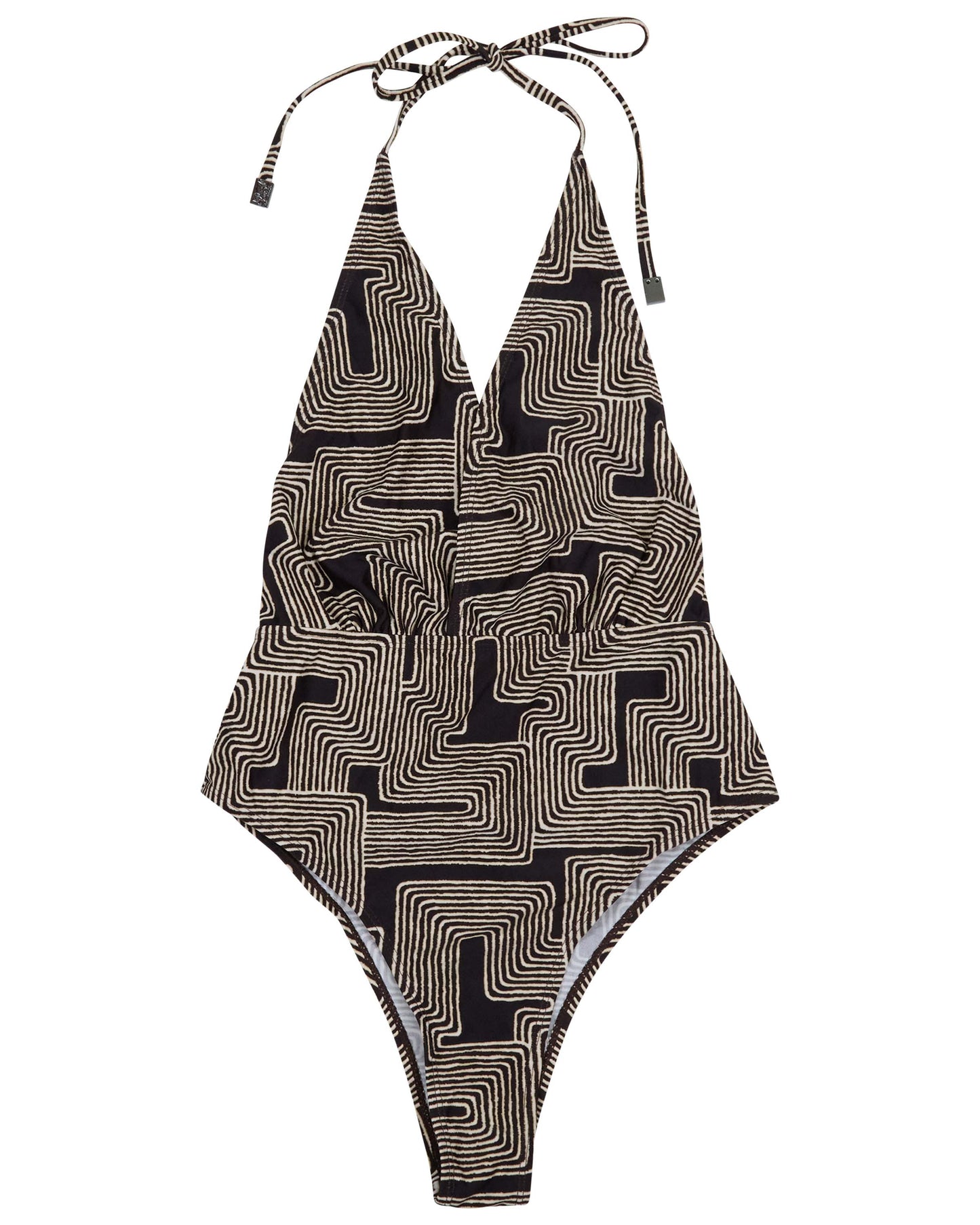 XENA INTER TWINE BLACK WOMENS HALTER ONE-PIECE SWIMSUIT