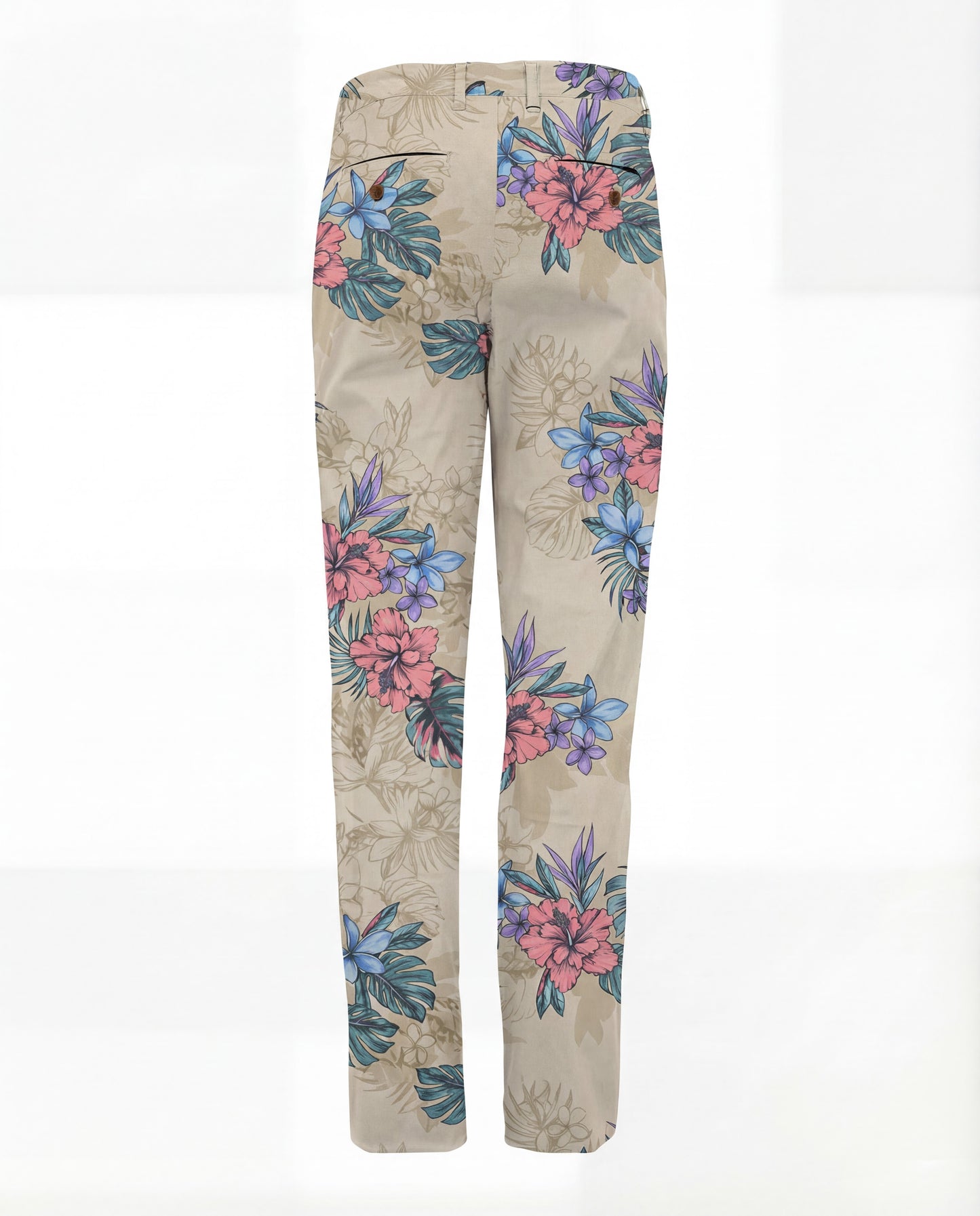 JACK EXOTIC FLORAL NATURAL MENS FLAT FRONT PANT