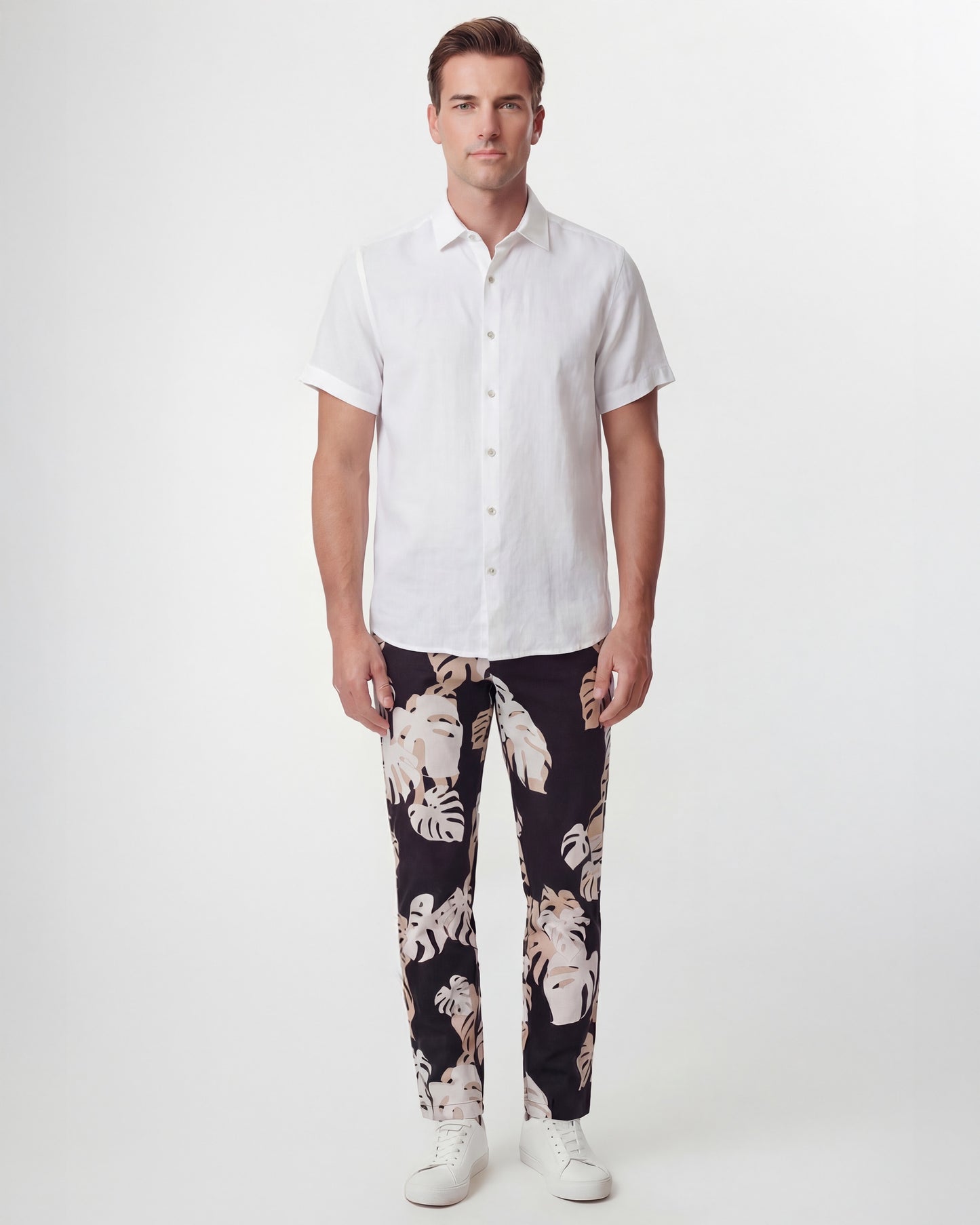 CHARLES MONSTERA FLORAL SMOKE MENS TAILORED PANT