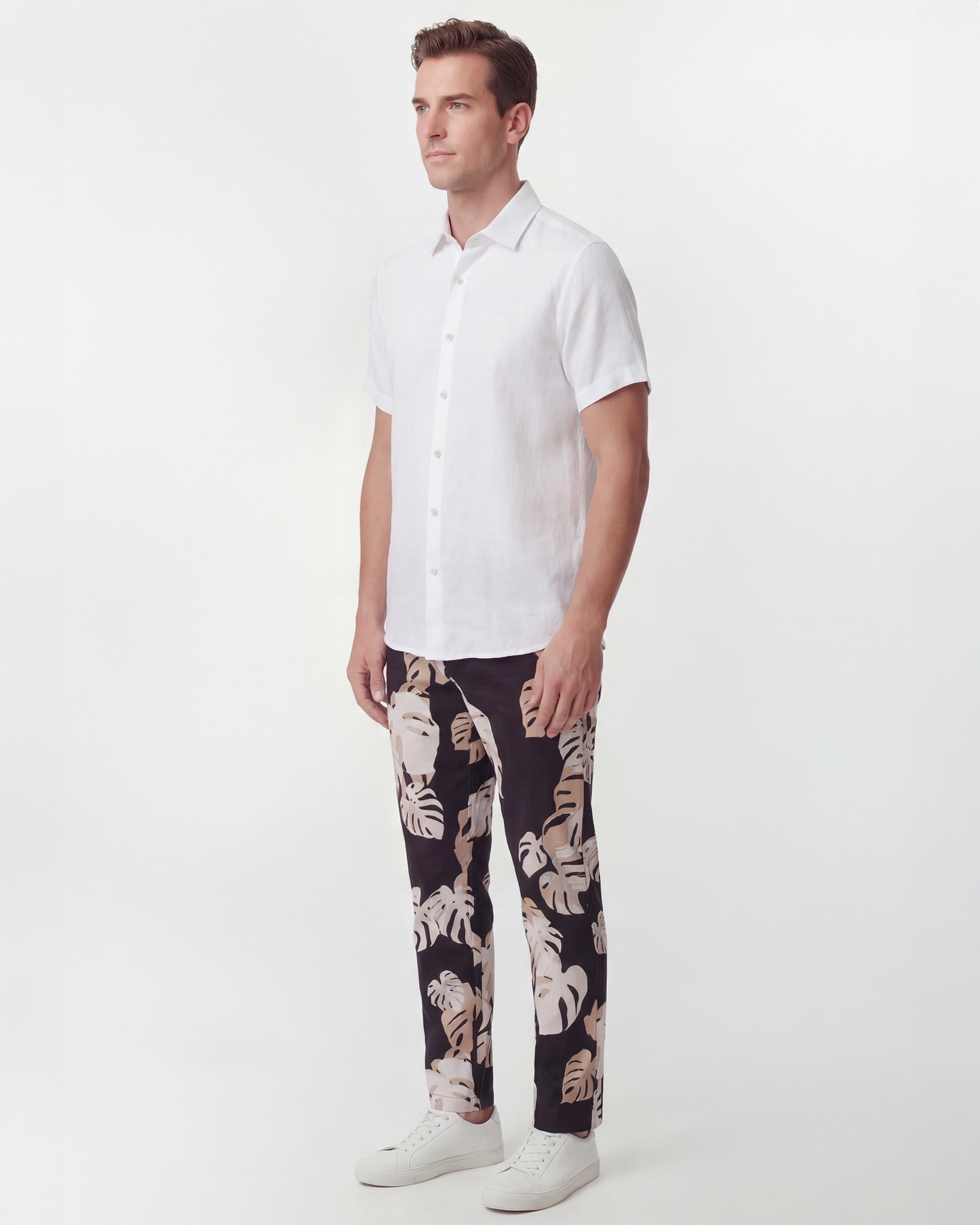 CHARLES MONSTERA FLORAL SMOKE MENS TAILORED PANT