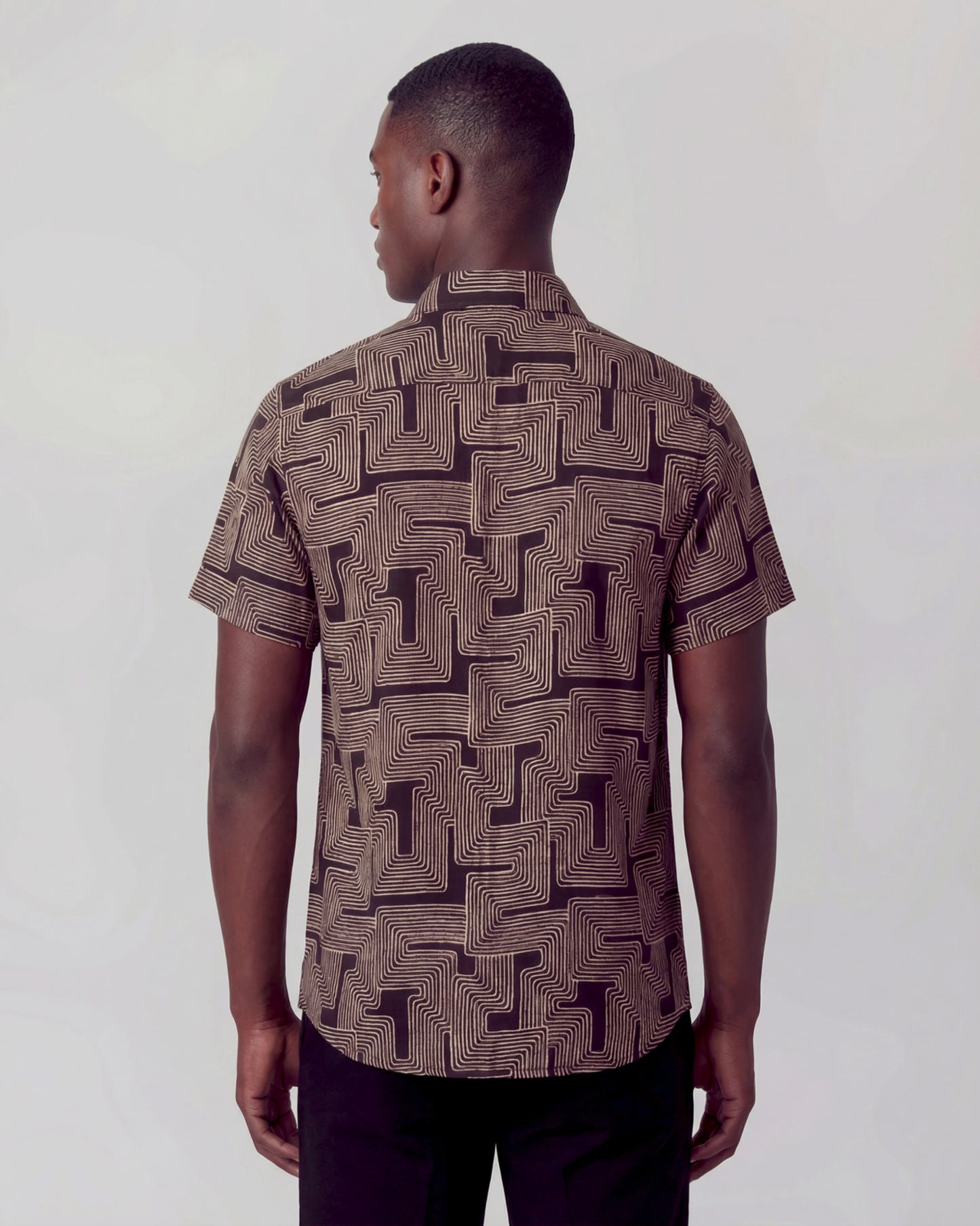 LANDON INTER TWINE BLACK MENS LINEN SHIRT