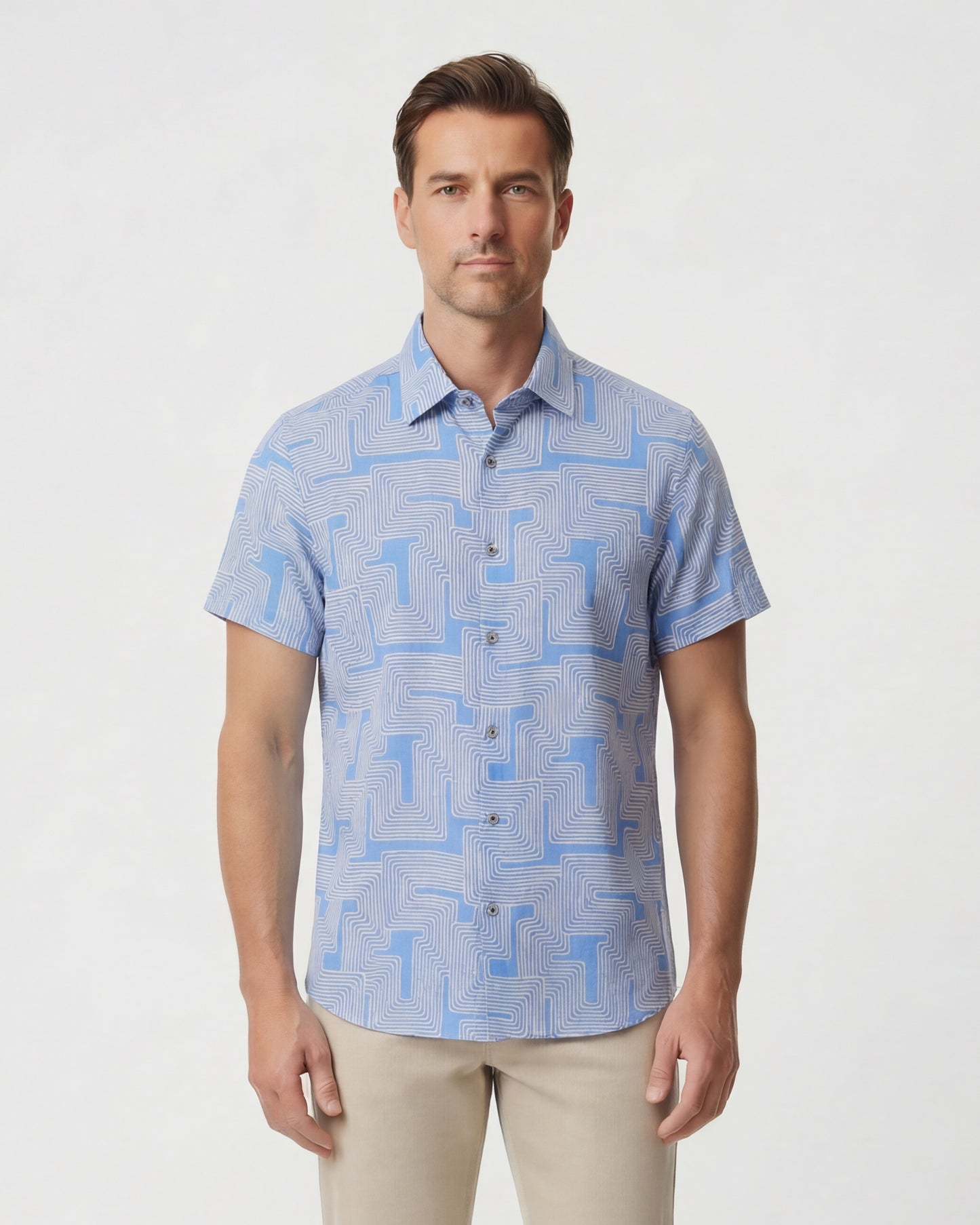 LANDON INTER TWINE BLUE MENS LINEN SHIRT