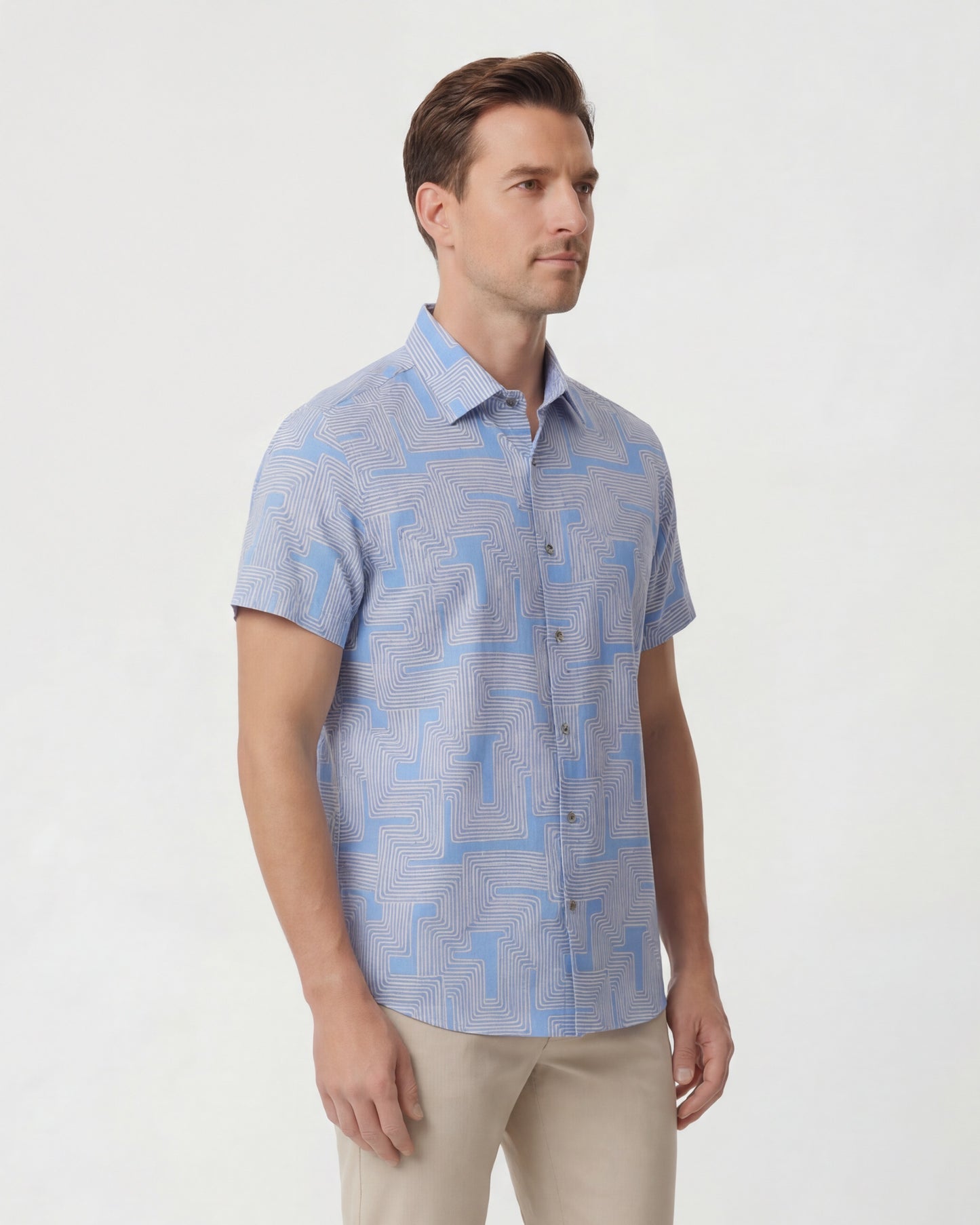 LANDON INTER TWINE BLUE MENS LINEN SHIRT