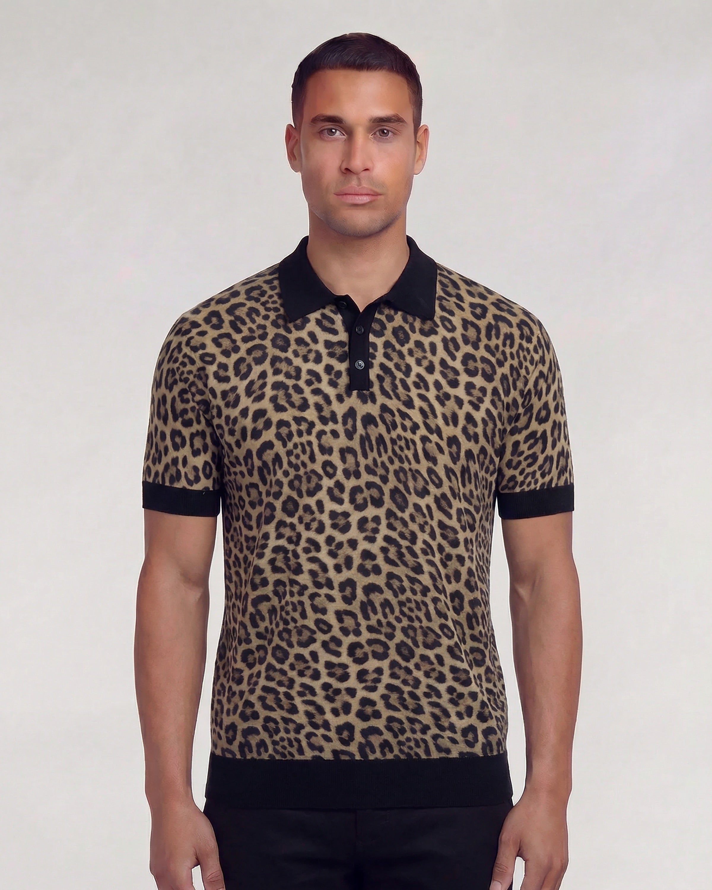 PILGRIM LEOPARD BROWN MENS MERINO SILK CASHMERE POLO – Lords of