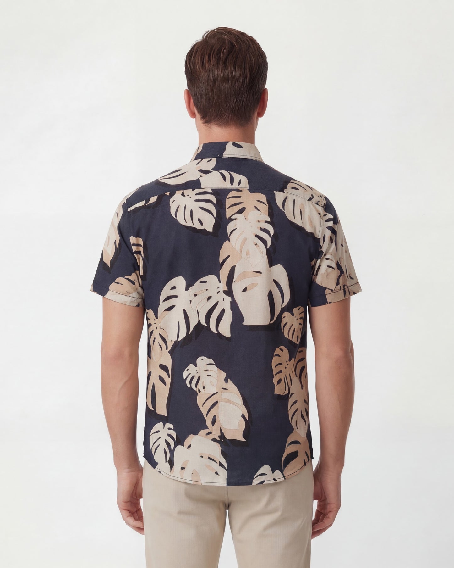 TOBIAS MONSTERA FLORAL SMOKE MENS MERINO WOOL SHIRT