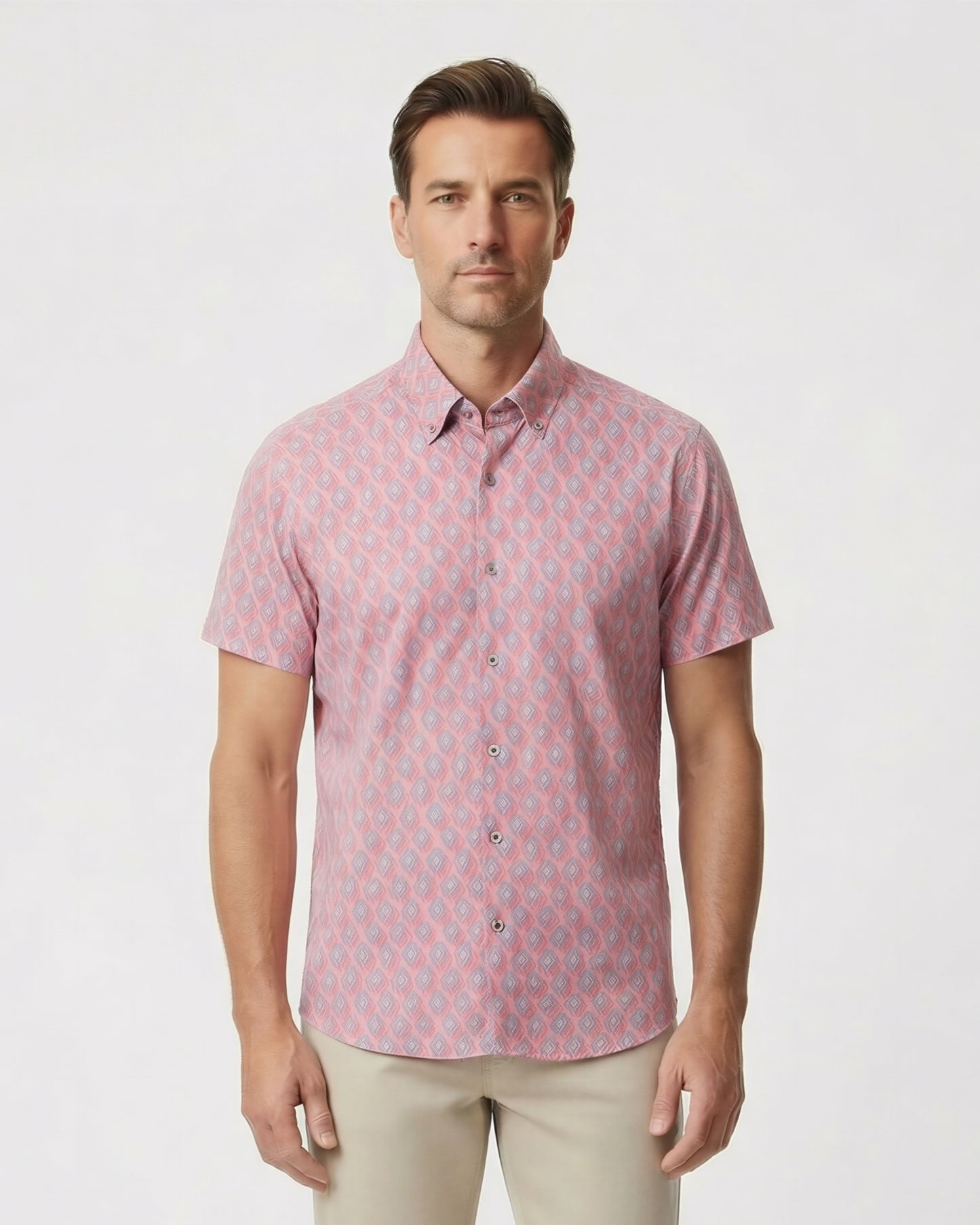 TOBIAS MUD GEO CORAL MENS MERINO WOOL SHIRT