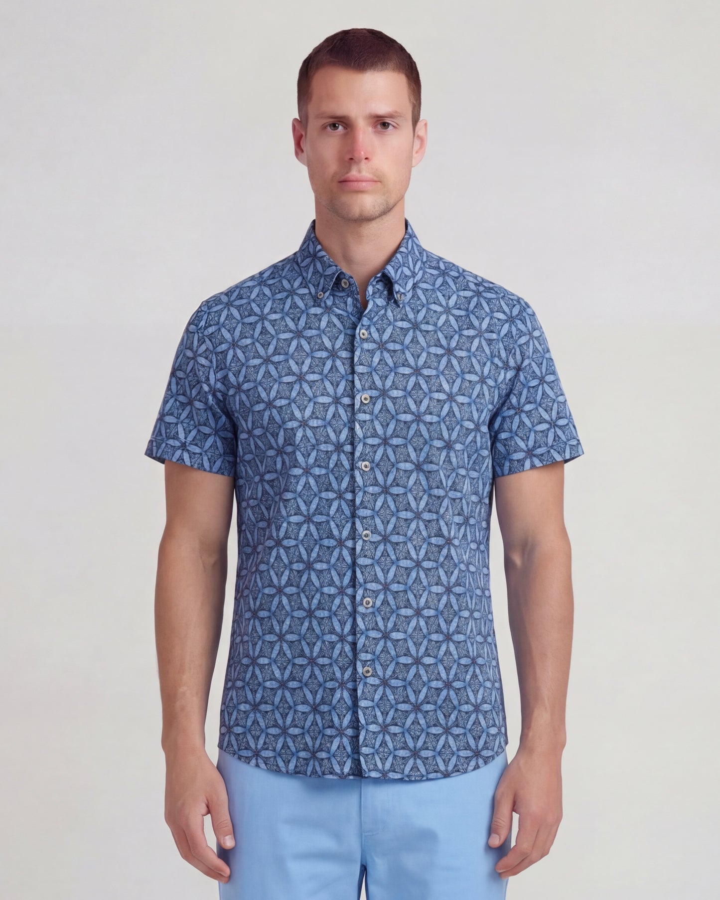 TOBIAS TRIBAL BLUE MENS MERINO WOOL SHIRT