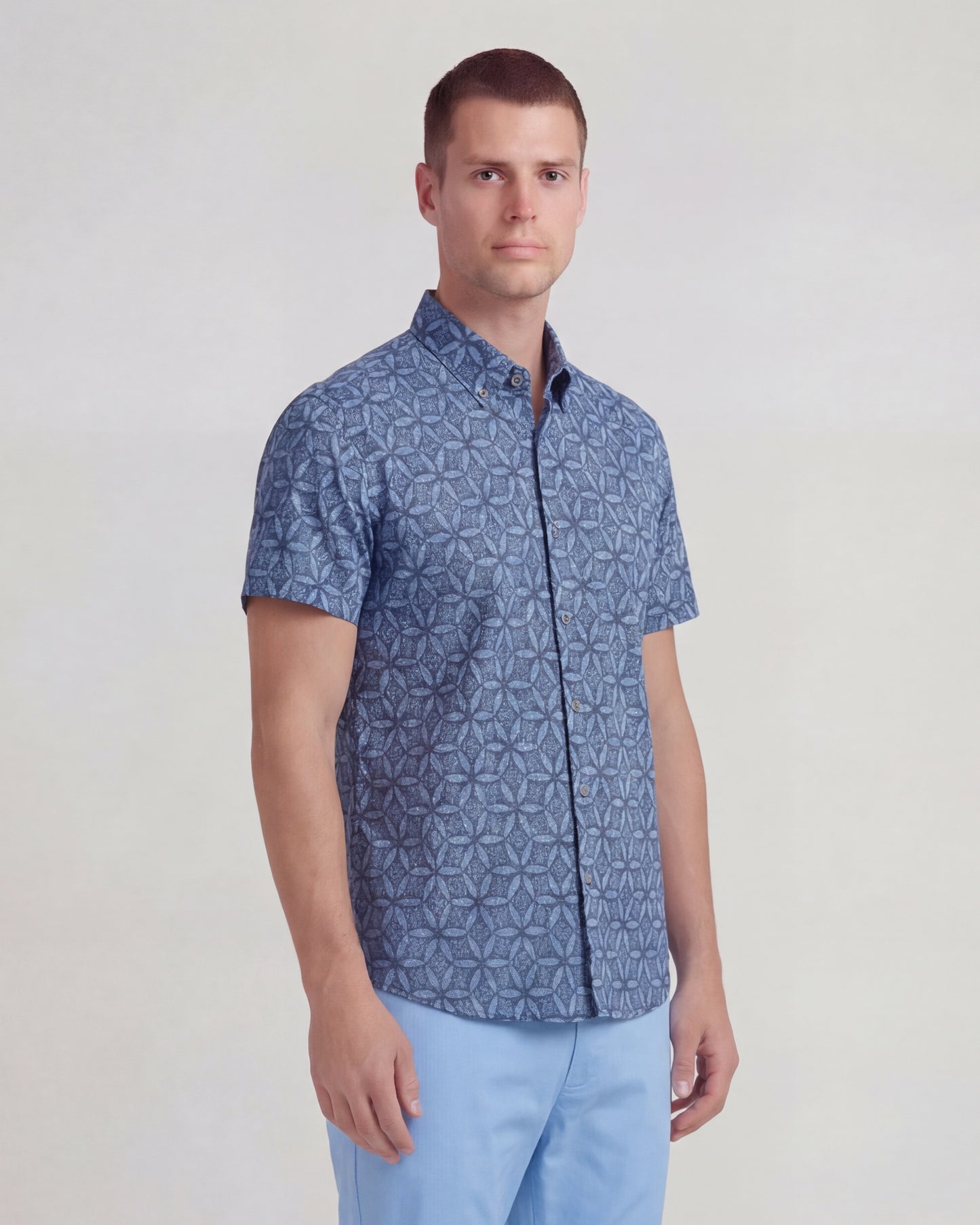 TOBIAS TRIBAL BLUE MENS MERINO WOOL SHIRT