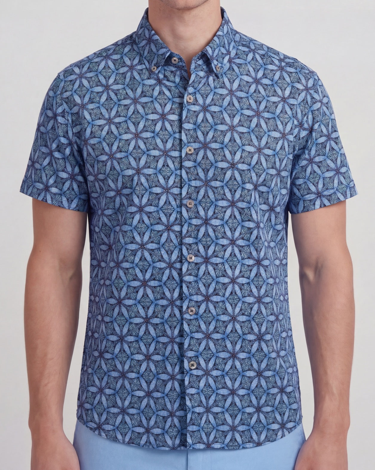 TOBIAS TRIBAL BLUE MENS MERINO WOOL SHIRT