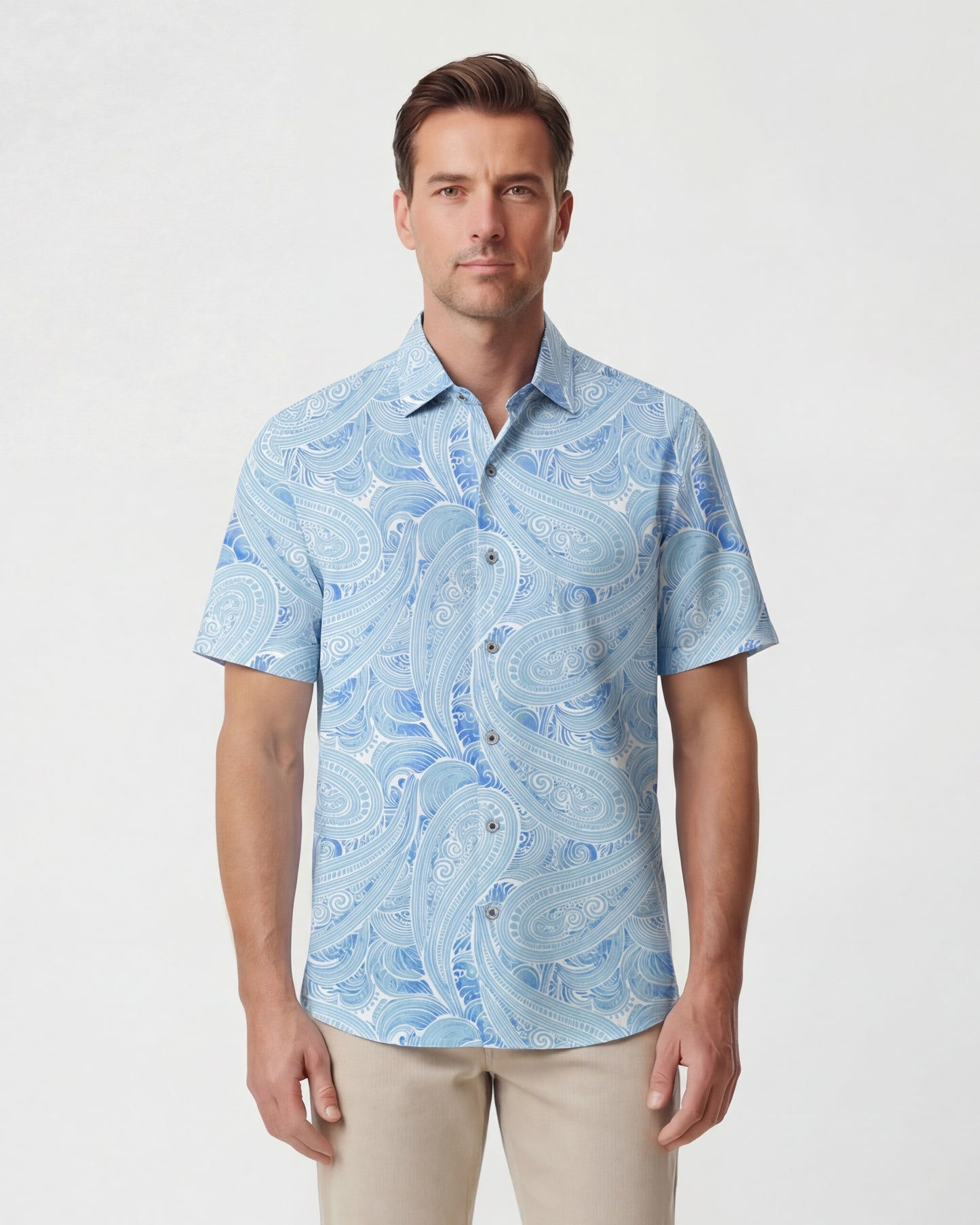 TYLER MARAKESH PAISLEY TEAL MENS SHORT SLEEVE SHIRT