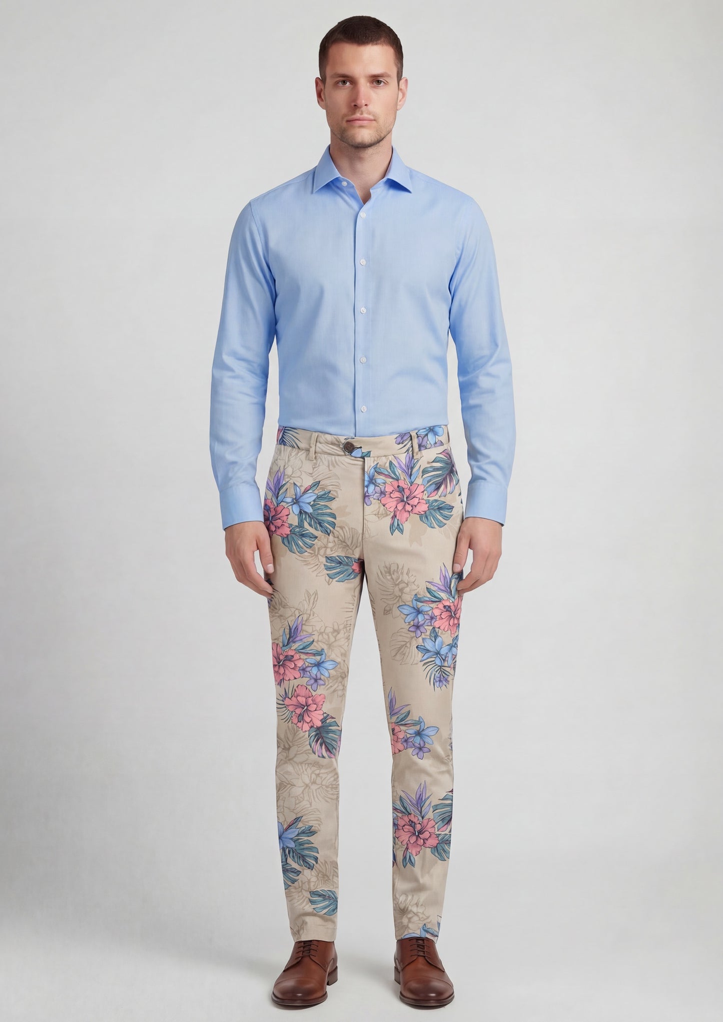 JACK EXOTIC FLORAL NATURAL MENS FLAT FRONT PANT