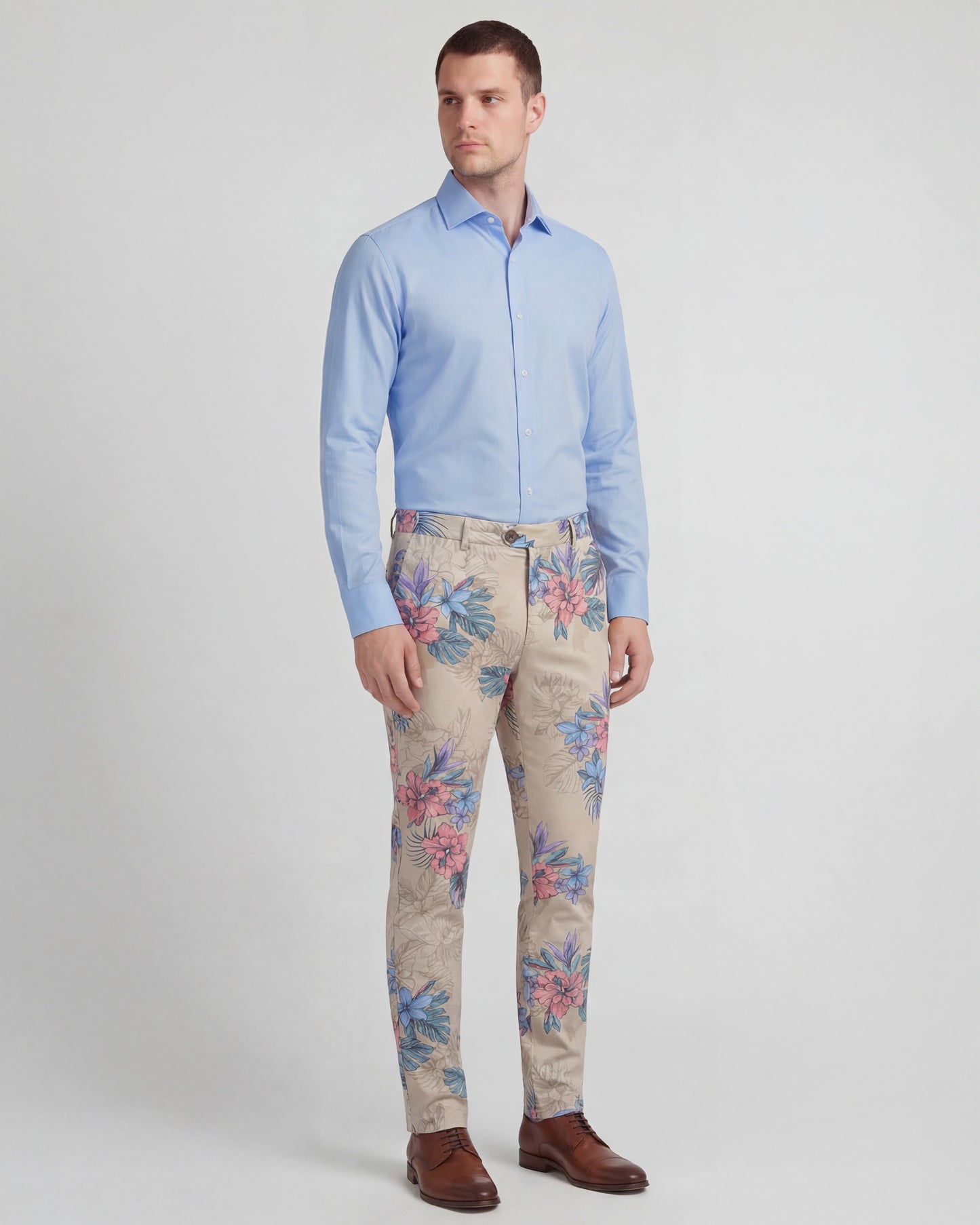JACK EXOTIC FLORAL NATURAL MENS FLAT FRONT PANT