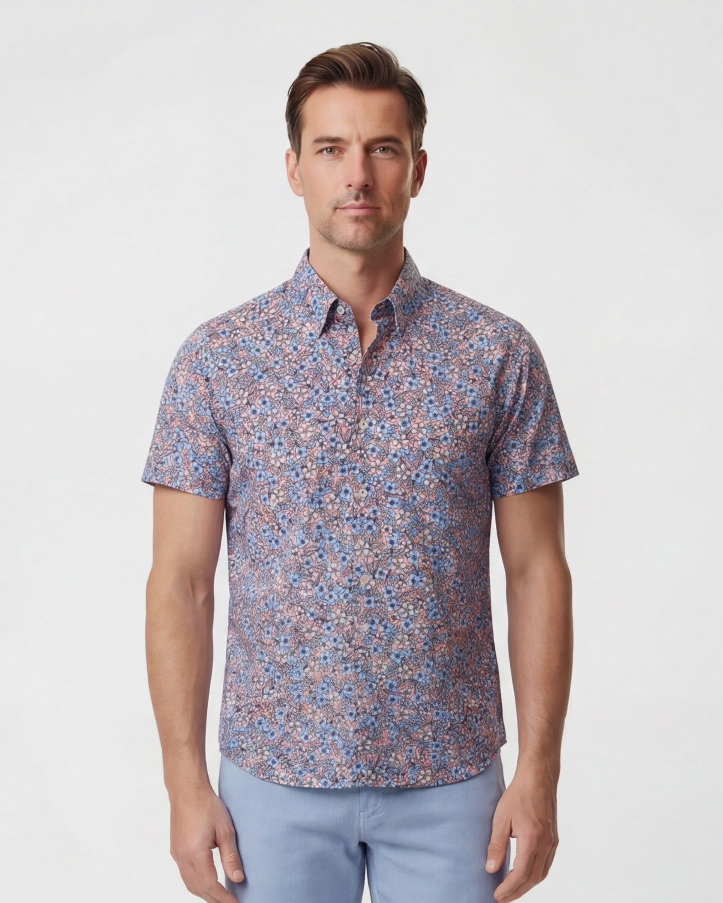 TIM FLORAL FIELD CORAL MENS PRINTED SHIRT