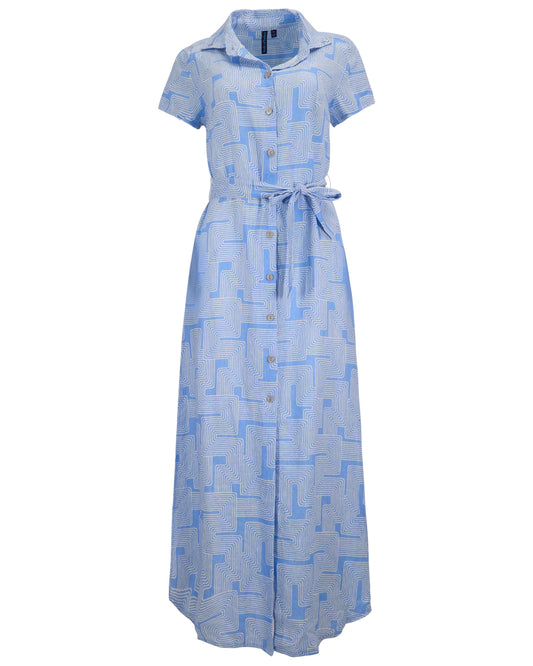 DORINDA INTER TWINE BLUE WOMENS SHIRT DRESS