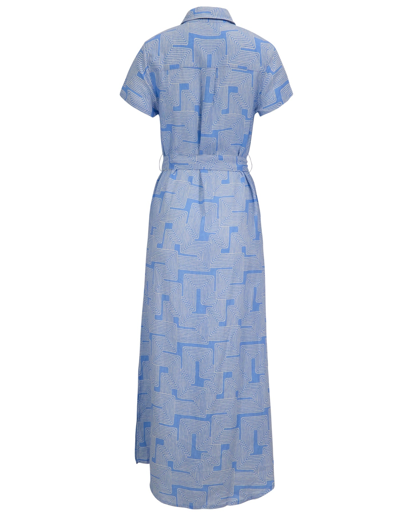 DORINDA INTER TWINE BLUE WOMENS LINEN SHIRT DRESS