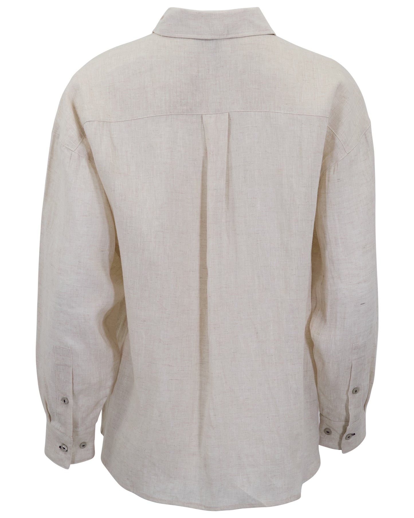 LYDIA CROCHET NATURAL WOMENS RELAXED LINEN SHIRT