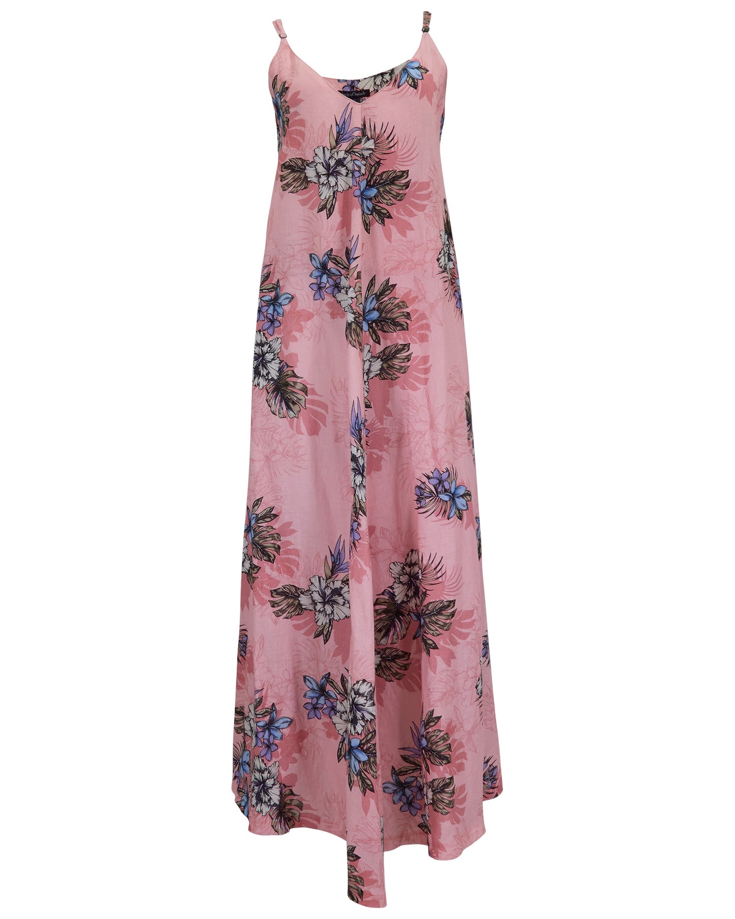 DORA EXOTIC FLORAL CORAL WOMENS LINEN OVERSIZED DRESS