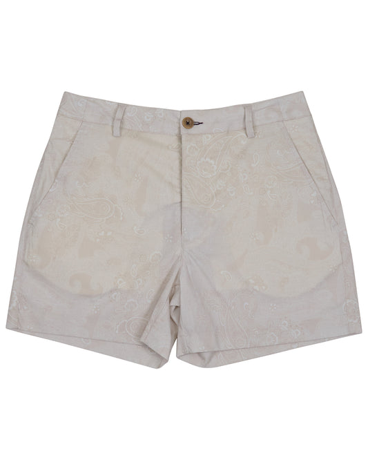 FREDA PAISLEY EXPLOSION IVORY WOMENS TAILORED SHORT
