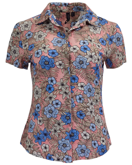 SHELLEY TROPICAL MIX CORAL WOMENS PRINTED SHIRT