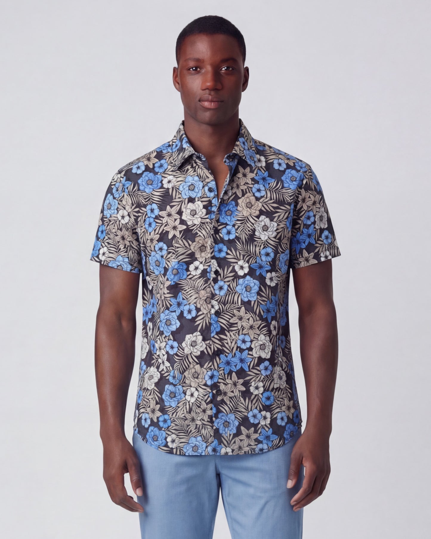 SCOTT TROPICAL MIX BLACK MENS PRINTED SHIRT