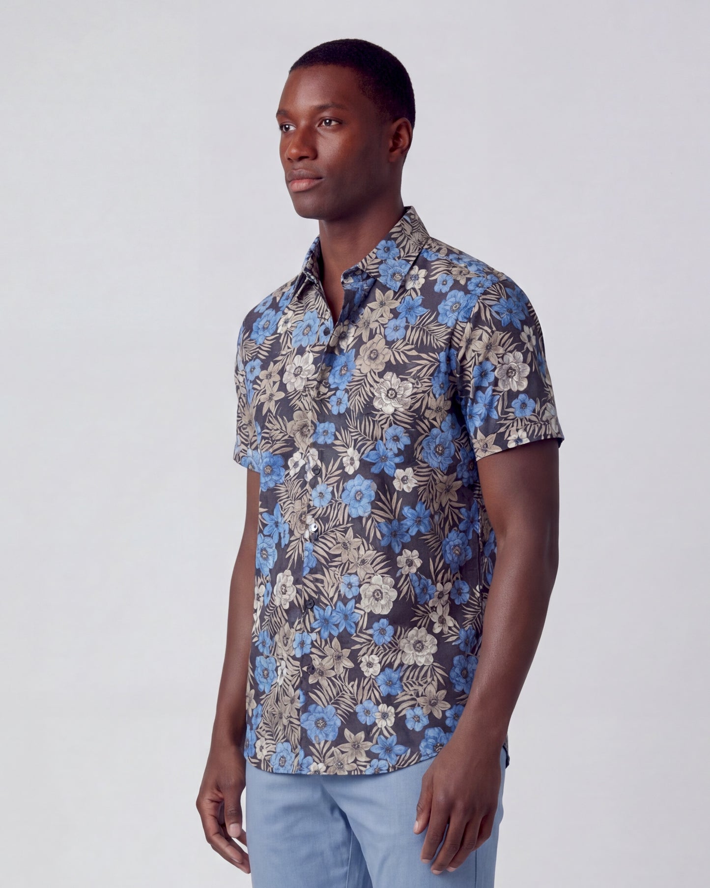 SCOTT TROPICAL MIX BLACK MENS PRINTED SHIRT