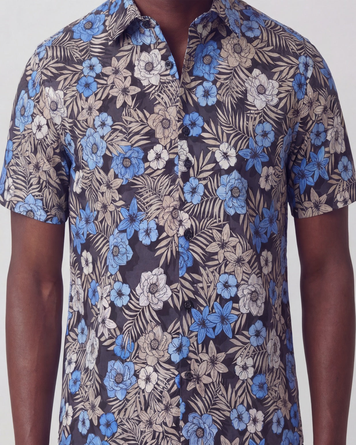 SCOTT TROPICAL MIX BLACK MENS PRINTED SHIRT