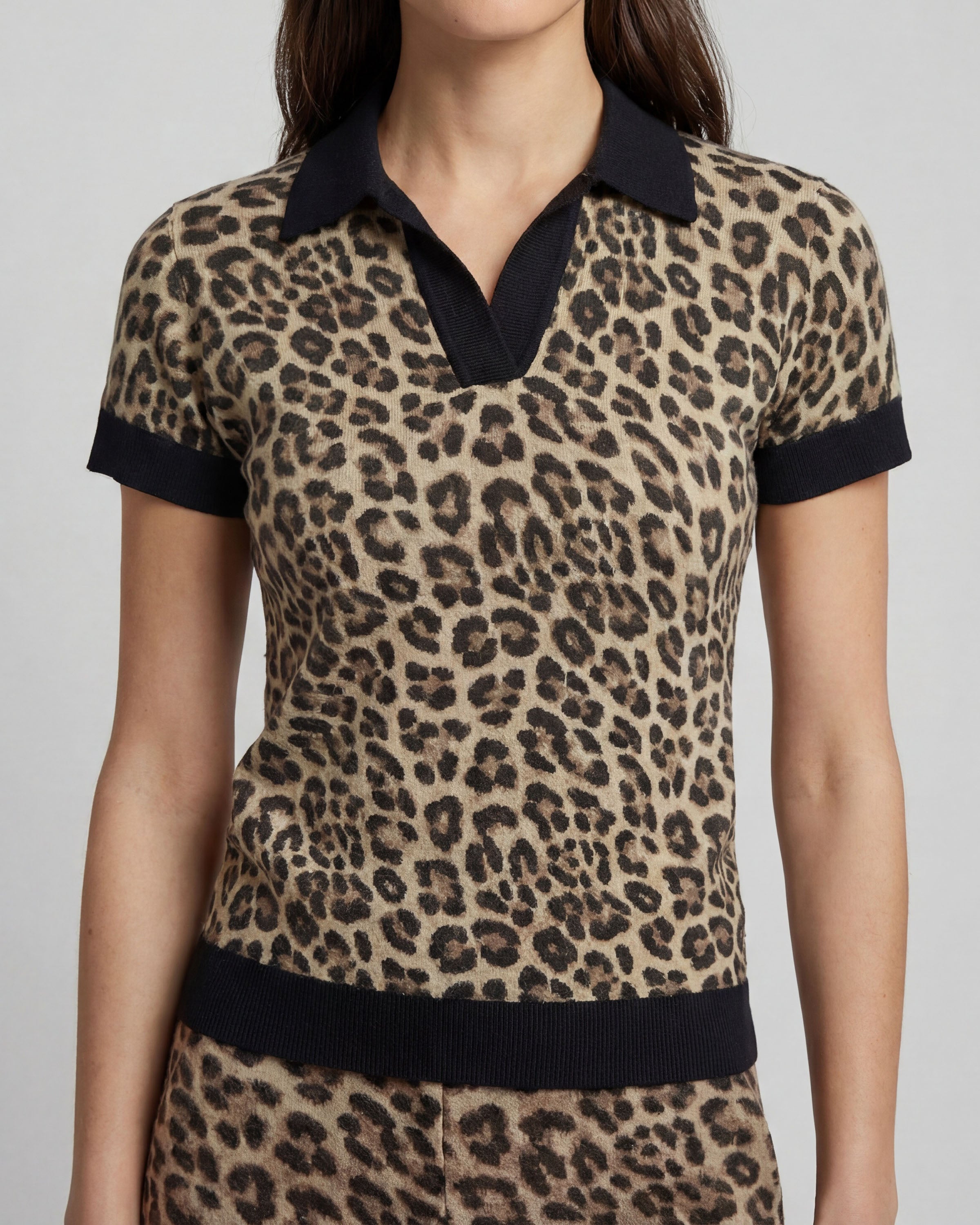 JESSICA LEOPARD BROWN WOMENS MERINO SILK CASHMERE POLO – Lords of