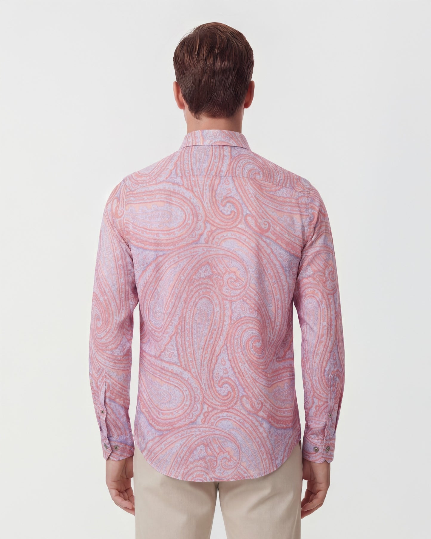 LAURENT WILD PAISLEY OXFORD LINEN SHIRT -  PINK