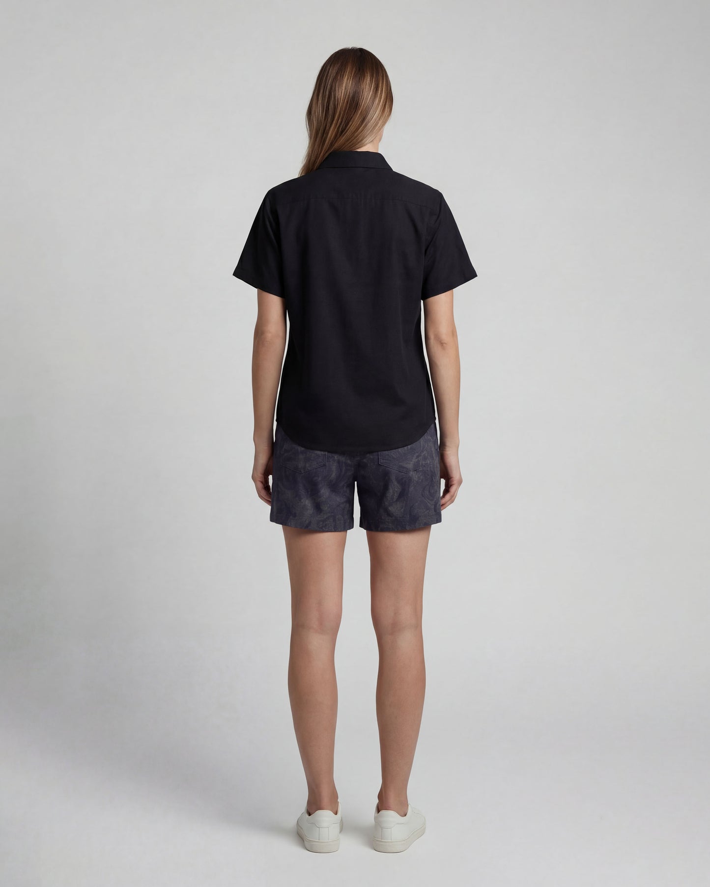 FREDA PAISLEY EXPLOSION BLACK WOMENS TAILORED SHORT