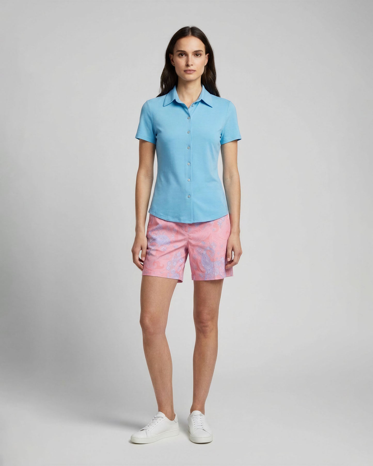 FREDA PAISLEY EXPLOSION CORAL WOMENS TAILORED SHORT