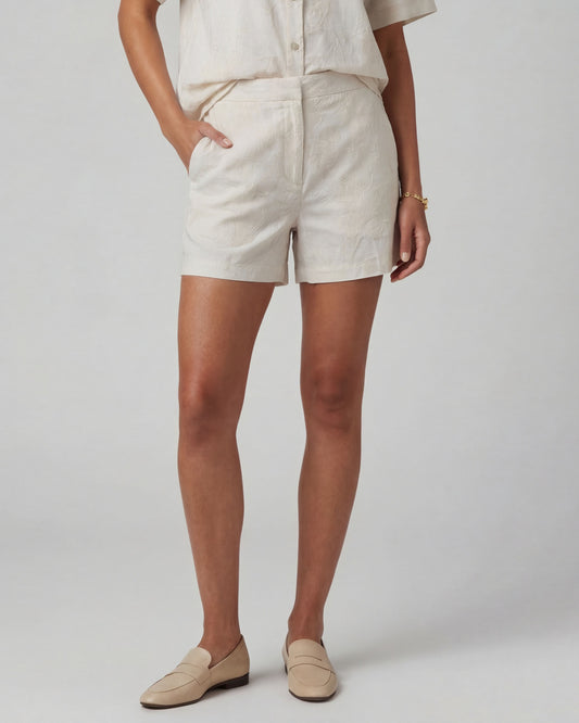 FREDA PAISLEY EXPLOSION IVORY WOMENS TAILORED SHORT