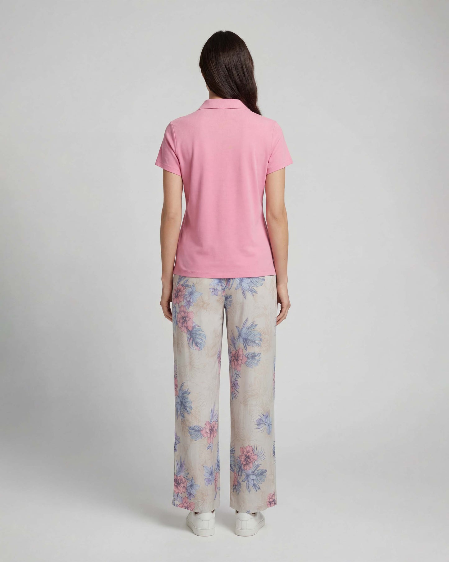 LILLIAN EXOTIC FLORAL NATURAL WOMENS WIDE-LEG LINEN PANT
