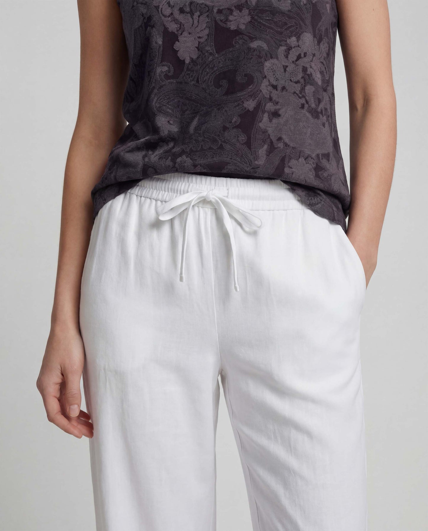 LILLIAN WHITE WOMENS WIDE-LEG LINEN PANT
