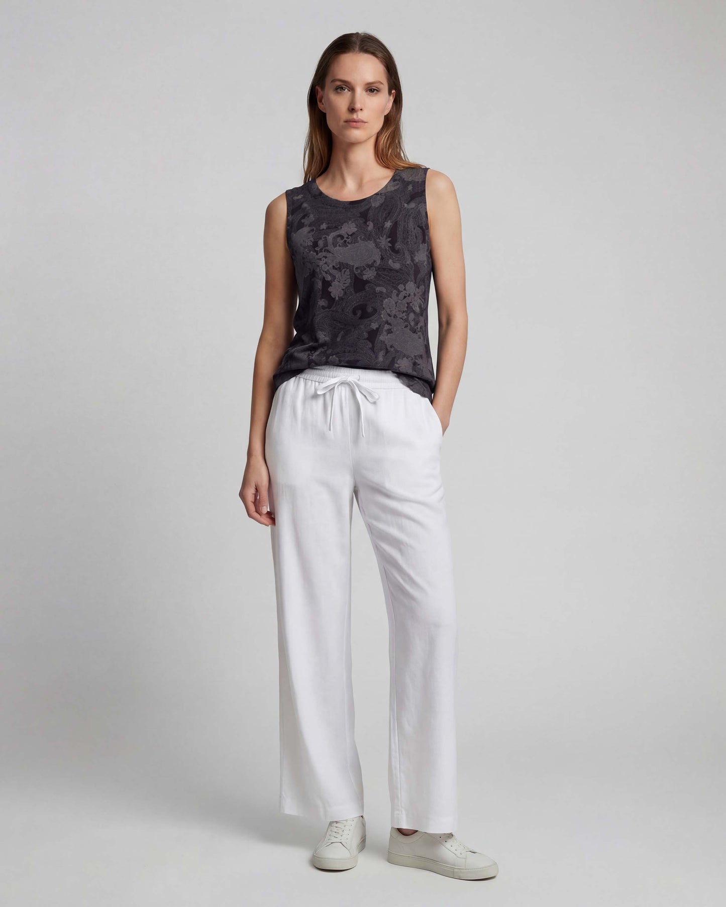 LILLIAN WHITE WOMENS WIDE-LEG LINEN PANT